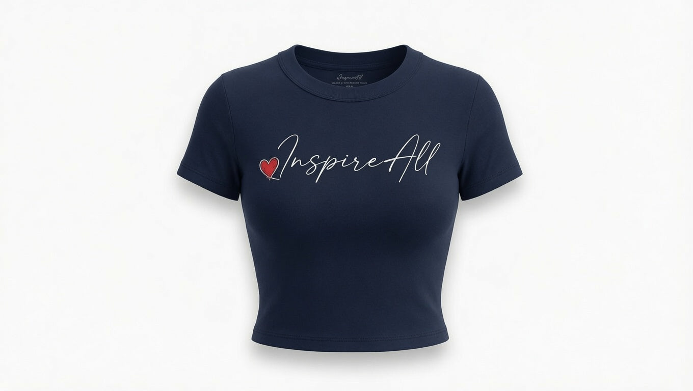 Inspire-All Women's Cropped T-Shirt – Black Short Sleeve Crop Top