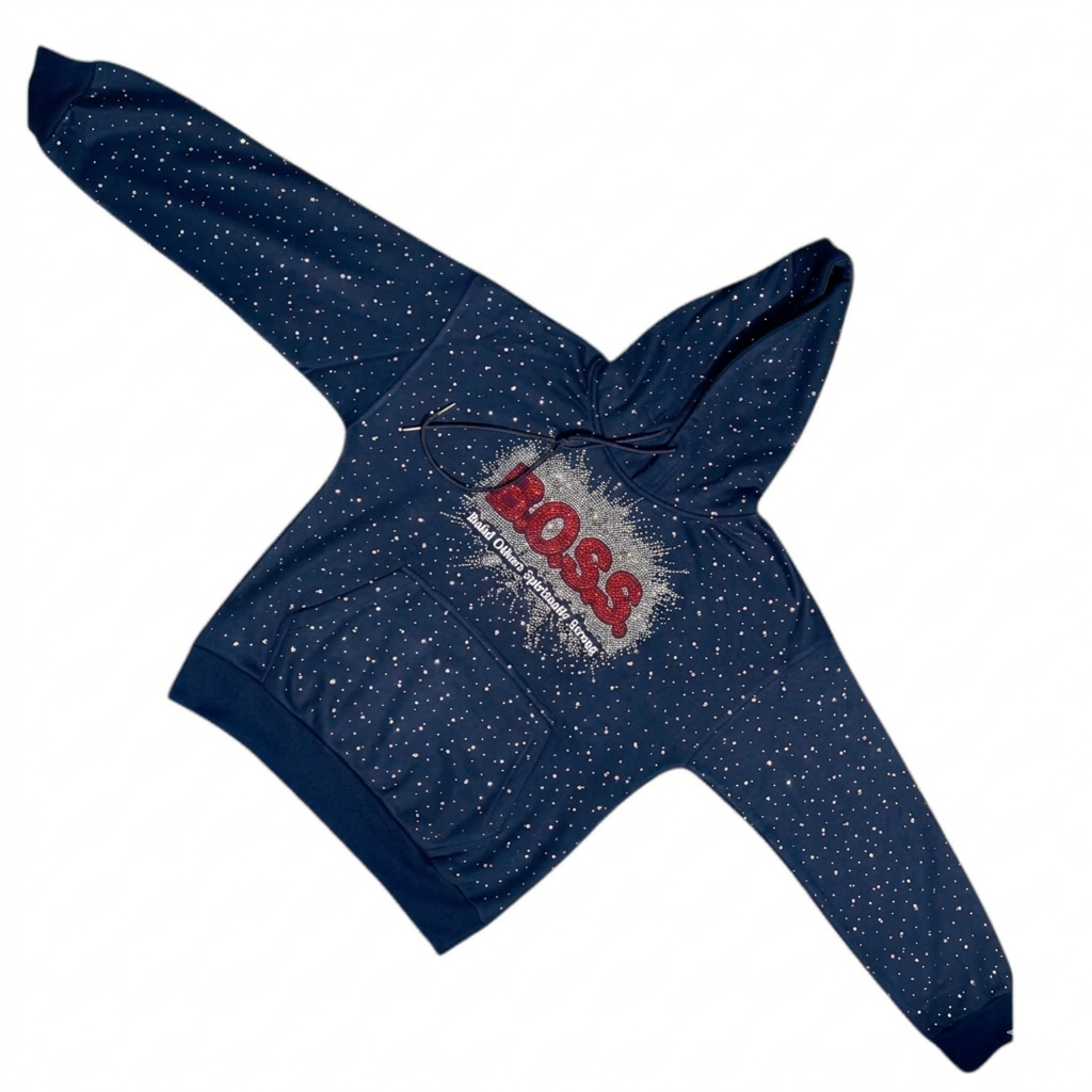 BOSS Hoodie with rhinestones and hidden pocket