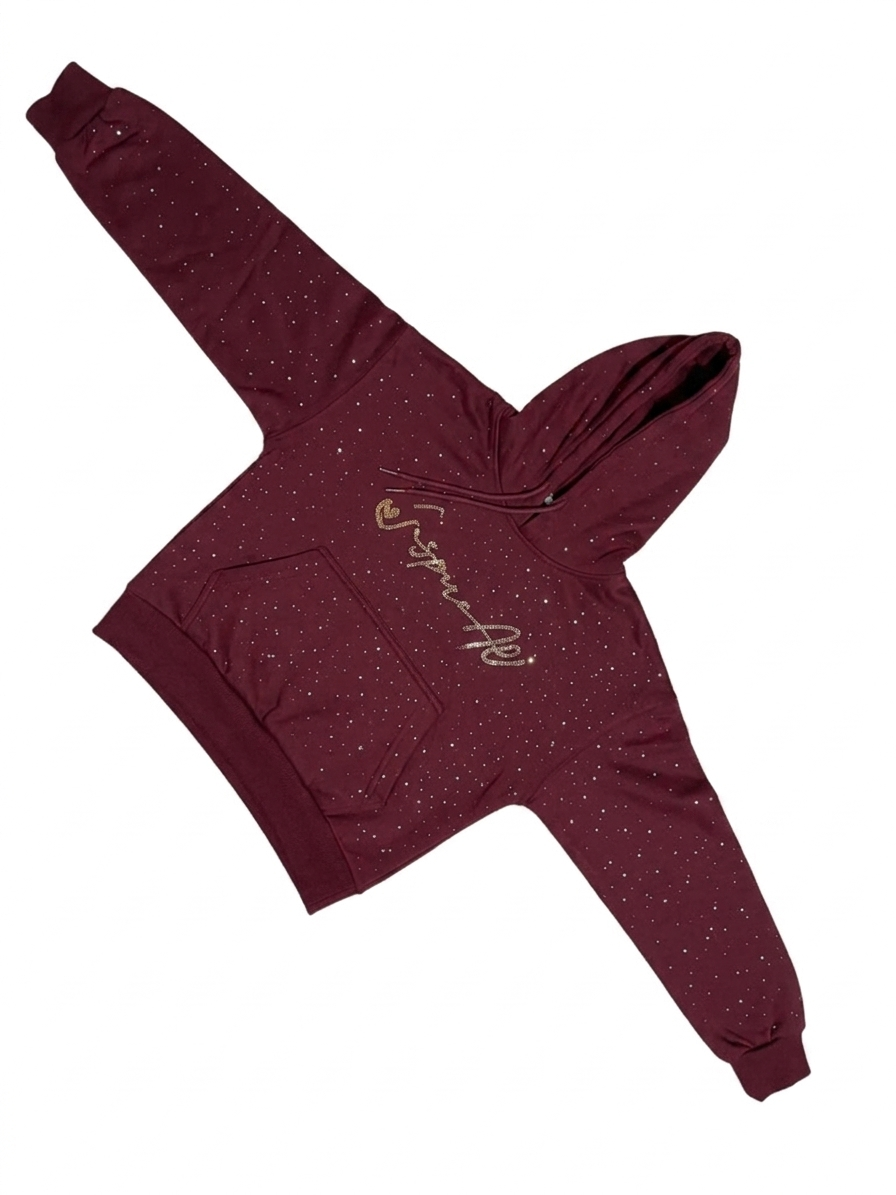 InspireAll Hoodie with rhinestones and hidden pocket