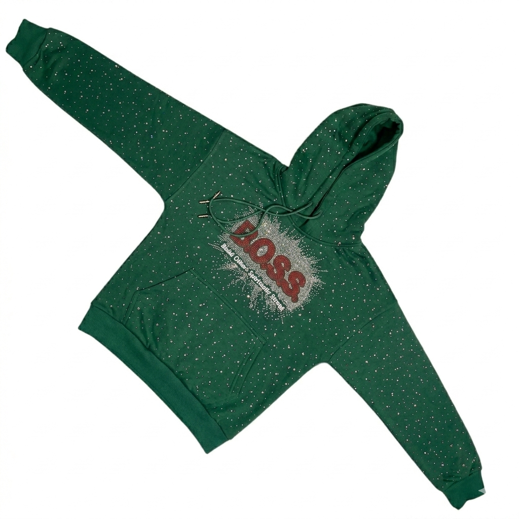 BOSS Hoodie with rhinestones and hidden pocket