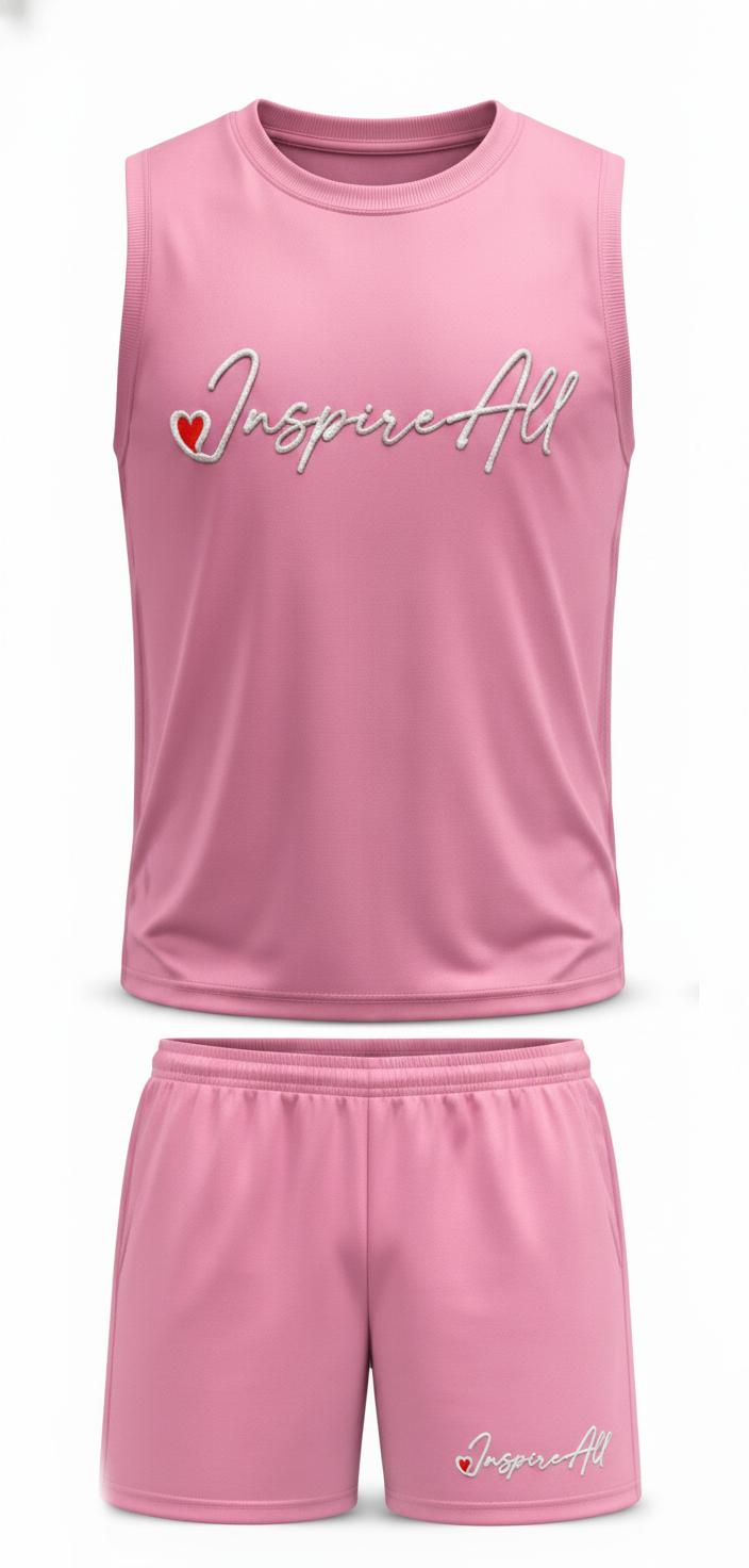 Inspire-All Performance Sleeveless Athletic Set – Red Tank Top & Shorts 2-Piece Outfit