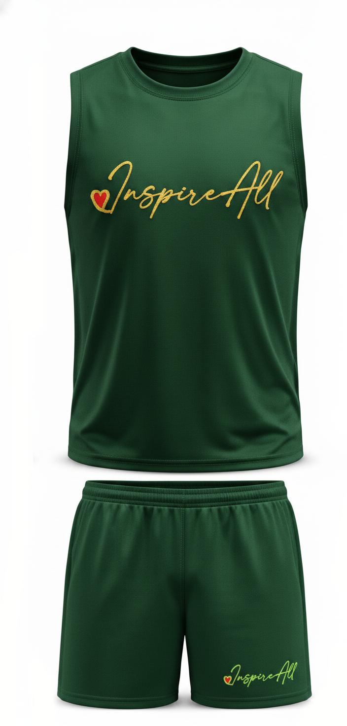 Inspire-All Performance Sleeveless Athletic Set – Red Tank Top & Shorts 2-Piece Outfit