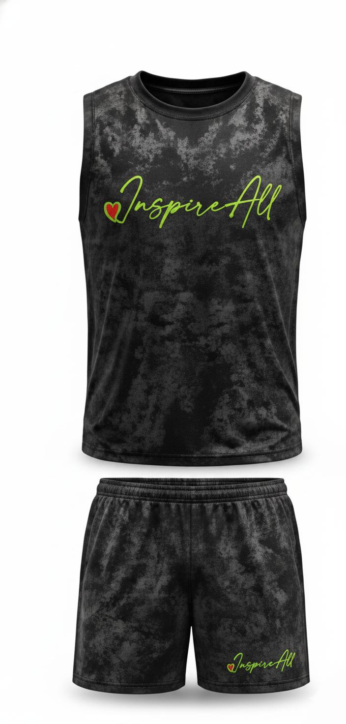 Inspire-All Performance Sleeveless Athletic Set – Red Tank Top & Shorts 2-Piece Outfit