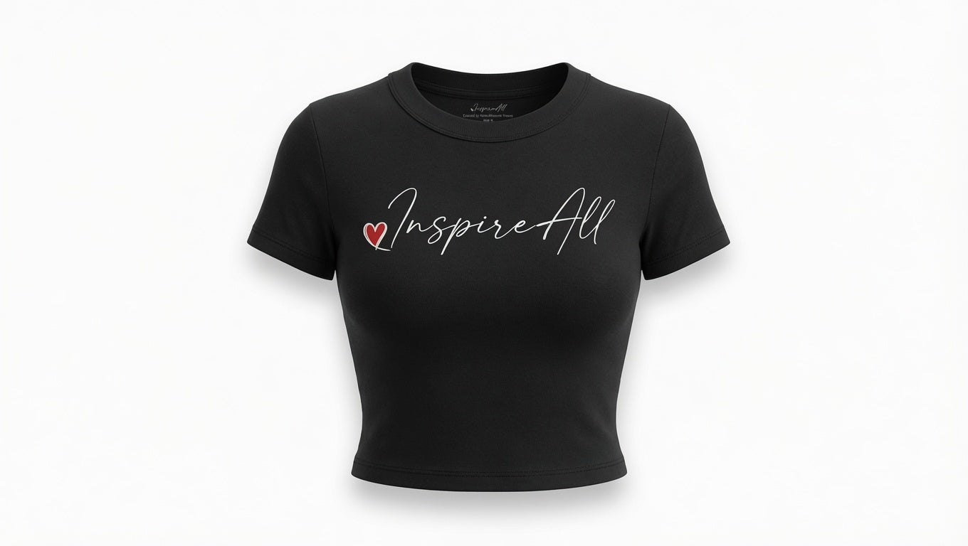 Inspire-All Women's Cropped T-Shirt – Black Short Sleeve Crop Top